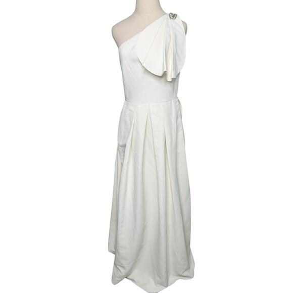 Sachin & Babi Martina One-Shoulder Gown Jeweled Wedding Dress white size 8 - Picture 6 of 16